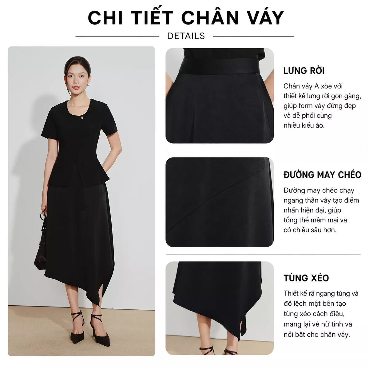 Chân Váy Nữ GUMAC Form A Xòe Lưng Rời Rã Tùng Cách Điệu Bất Đối Xứng Nữ Tính Phù Hợp Đi Làm Đi Chơi VG07103
