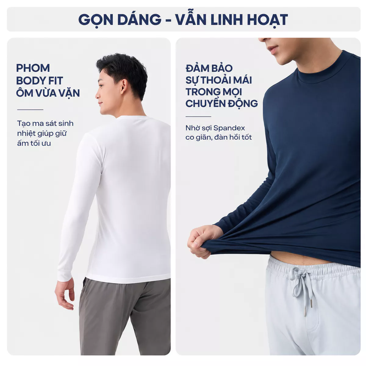 Áo Giữ Nhiệt Nam HEATLock ETRA-WARM 5S FASHION Lót Bông Nỉ Cực Ấm, Trơn Basic M0AGN25105-25102