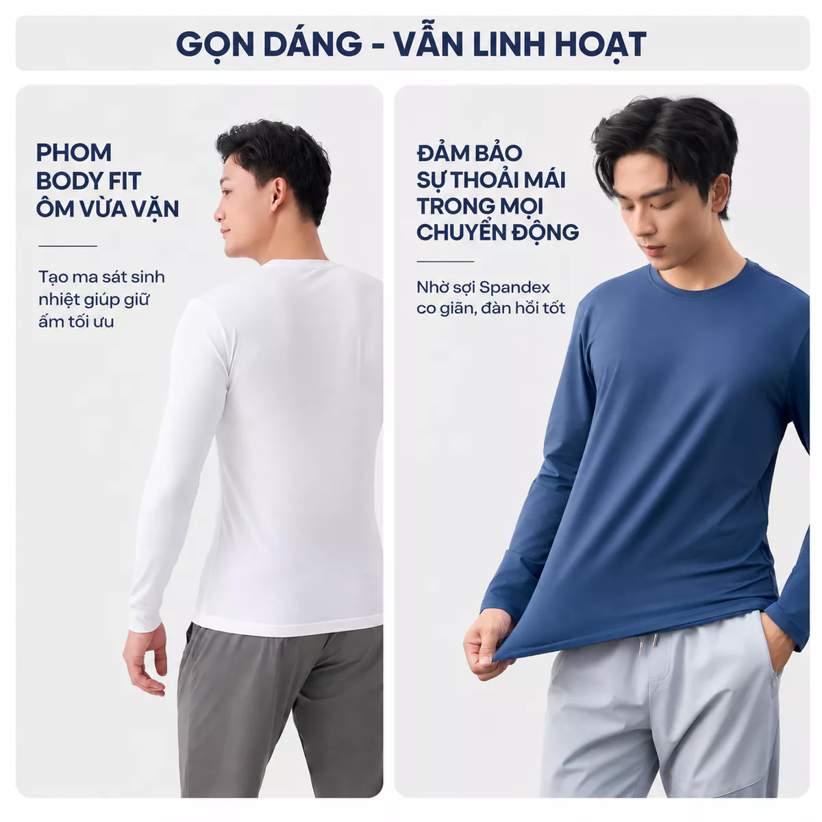 Áo Giữ Nhiệt Nam 5S FASHION Ultra Stretch, Cổ Tròn, Lót Bông Nỉ Cực Ấm 01-M0AGN25102