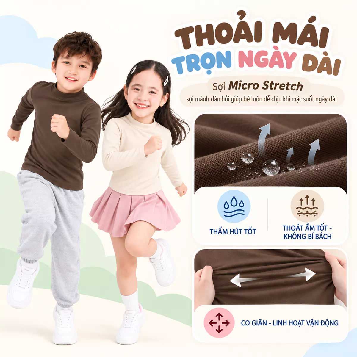 Áo Giữ Nhiệt Cổ 3 Phân Cho Bé Trai Bé Gái Extra-warm Lót Bông Nỉ Cực Ấm K0AGNR5006