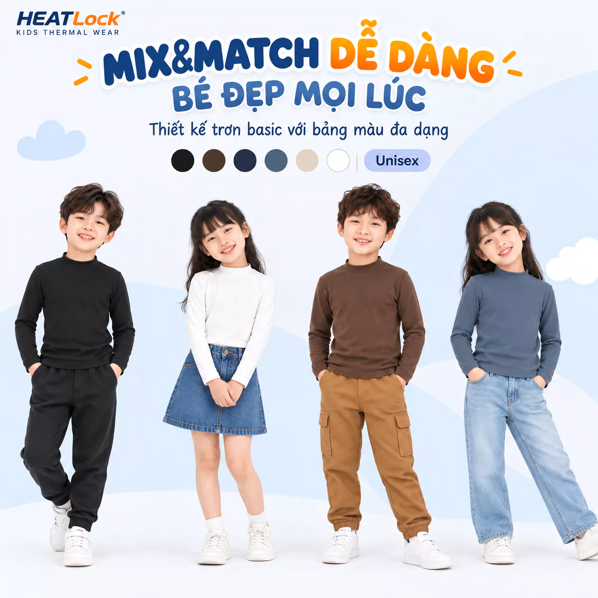 Áo Giữ Nhiệt Cổ 3 Phân Cho Bé Trai Bé Gái Extra-warm Lót Bông Nỉ Cực Ấm 01-K0AGNR5006