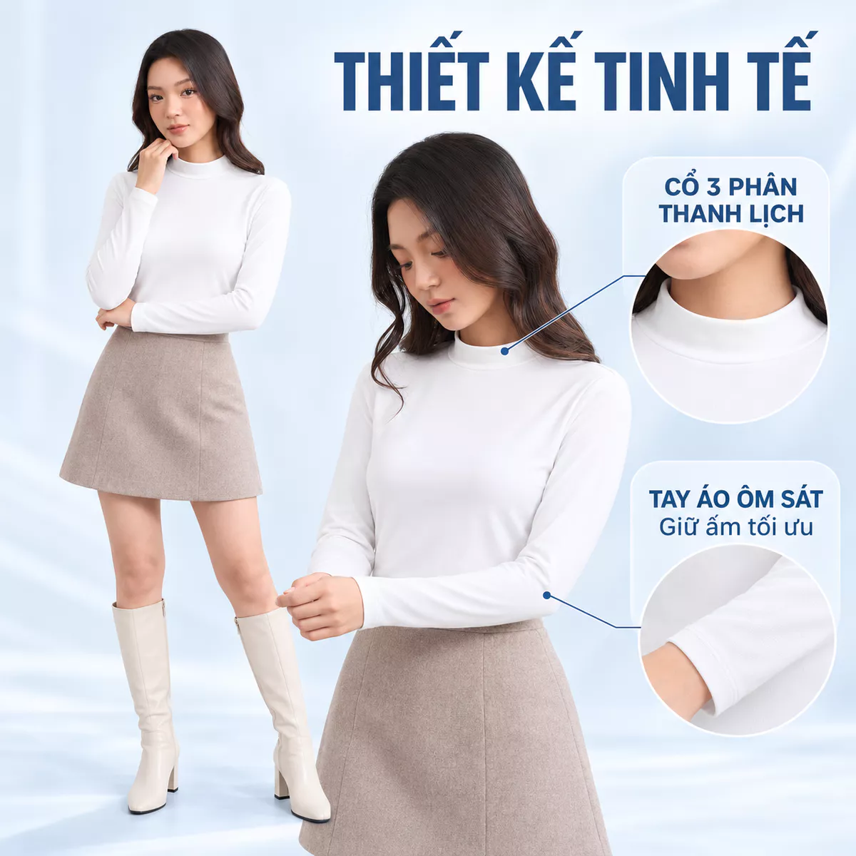 Áo Giữ Nhiệt Nữ Extra-warm 5S FASHION Lót Bông Nỉ Cực Ấm, Trơn Basic 01-W0AGNR5011