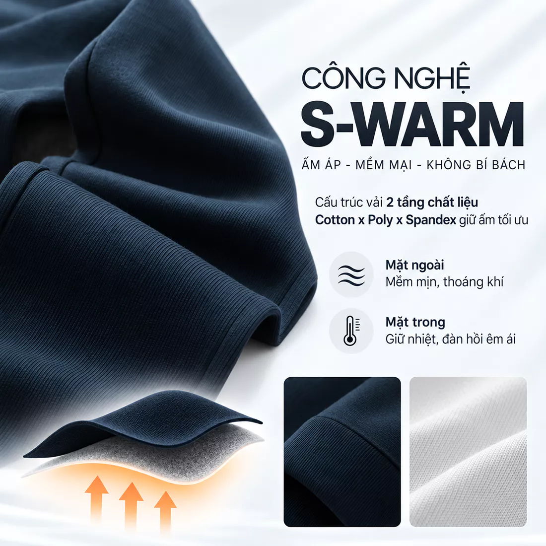 Quần Áo Nỉ Nam Mùa Đông 5S FASHION CHAMPION S-WARM Dày Dặn, Giữ Ấm, Thêu Tinh Tế MBNIR5013