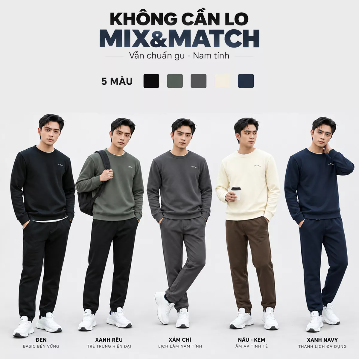 Quần Áo Nỉ Nam Mùa Đông 5S FASHION CHAMPION S-WARM Dày Dặn, Giữ Ấm, Thêu Tinh Tế MBNIR5013