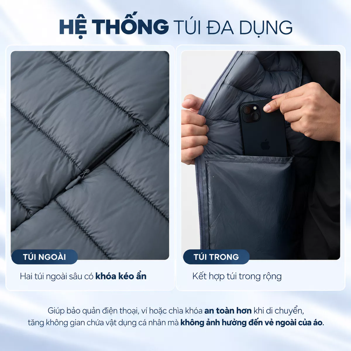 Áo Khoác Phao Nam Siêu Nhẹ LightWarm Puffer 5S FASHION Có Mũ Tháo Rời, Trơn Basic M0APH25011