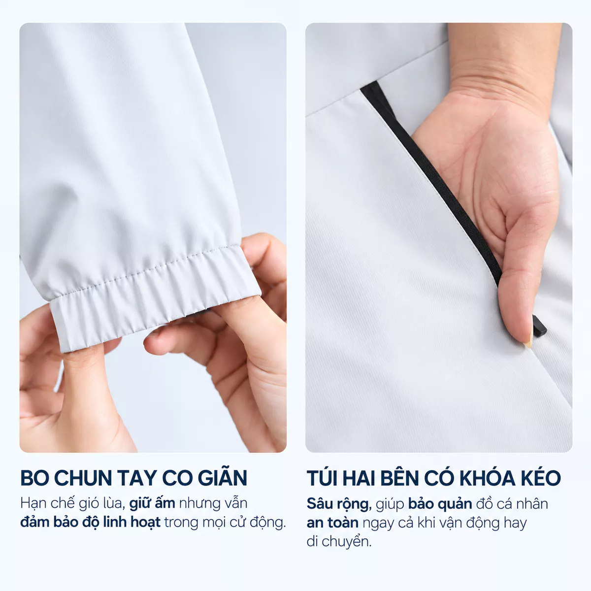 Áo Khoác Gió Nam 2 Lớp Pro-DWR 5S FASHION Có Mũ Tháo Được, Trượt Nước, Chắn Gió Giữ Ấm M0AKGR5009