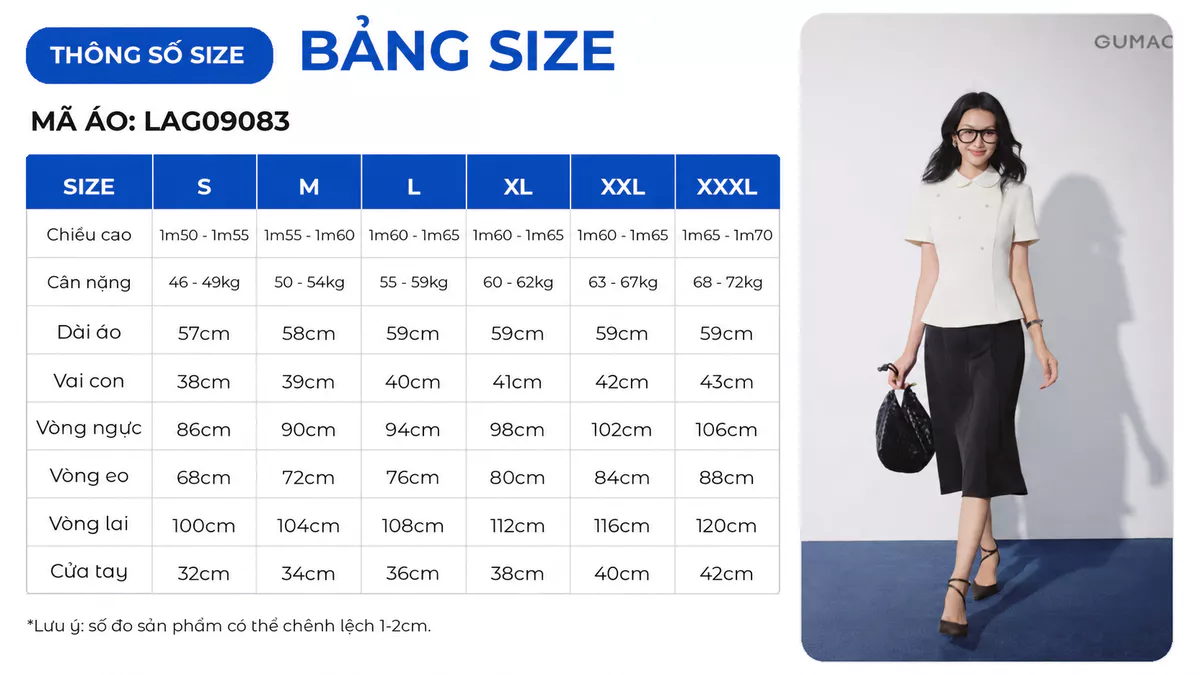 Áo Kiểu Peplum Nữ GUMAC Tay Ngắn Cổ Sen Đính Nút Kiểu Dây Kéo Thanh Lịch Công Sở LAG09083