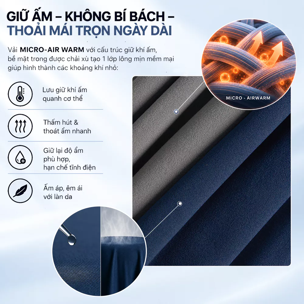 Áo Giữ Nhiệt Nam 5S FASHION WARMFLEX Thiết Kế Cổ 3 Phân Kéo Khóa Khỏe Khoắn M0AGN26008