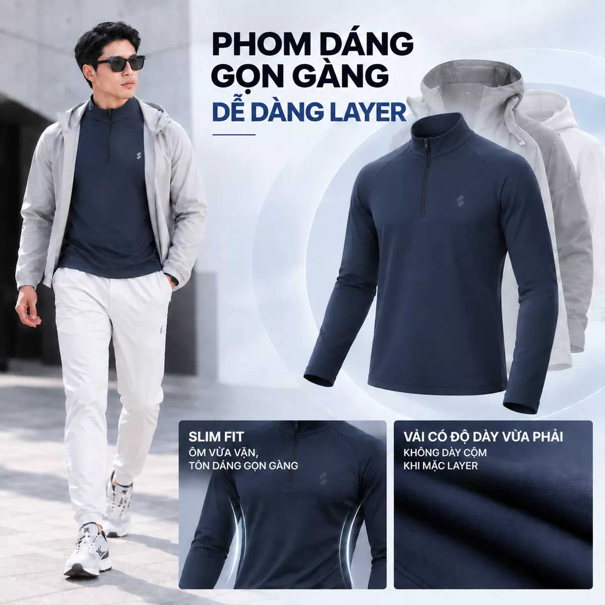 Áo Giữ Nhiệt Nam 5S FASHION WARMFLEX Thiết Kế Cổ 3 Phân Kéo Khóa Khỏe Khoắn M0AGN26008