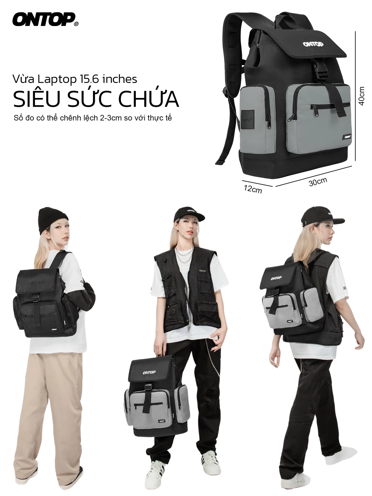 Balo nữ nhiều ngăn ONTOP | O-P50-D