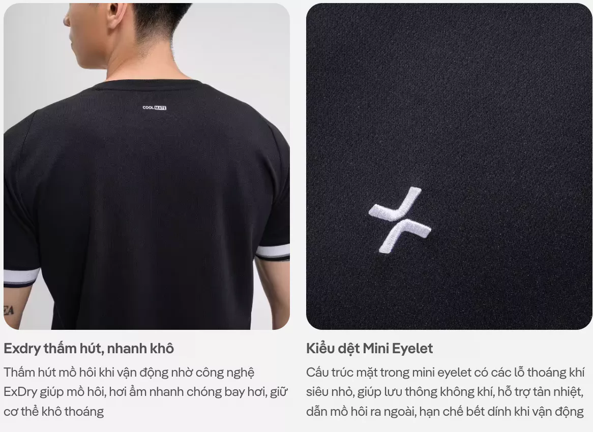 Áo thun thể thao nam Pickleball DinkShot Essentials Nhanh khô Thoáng khí Thấm hút tốt Coolmate