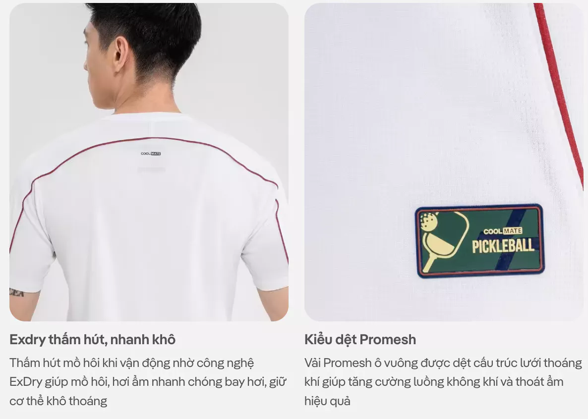Áo thun thể thao nam Tennis, Typti, Pickleball Driveshot Essentials Nhanh khô Thoáng khí Coolmate