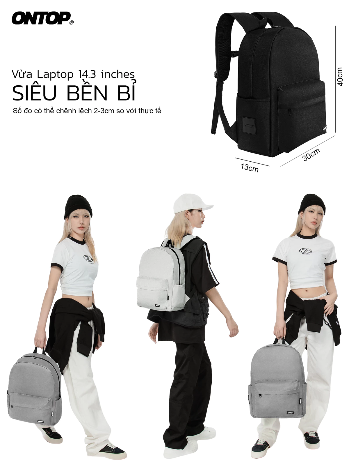 Balo trơn basic ONTOP | O-P54