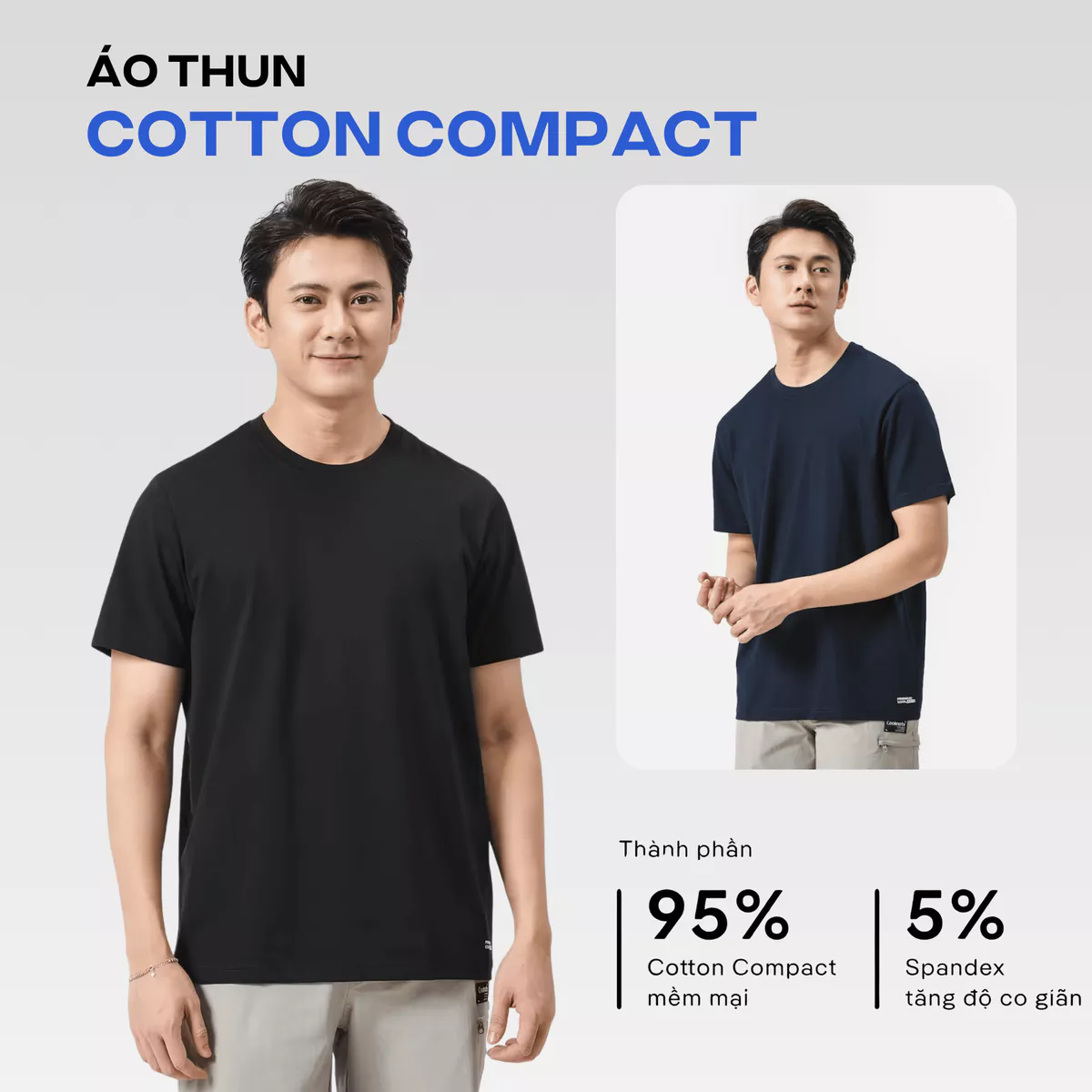 Combo 2 áo thun nam Cotton Compact phiên bản Premium chống nhăn Coolmate