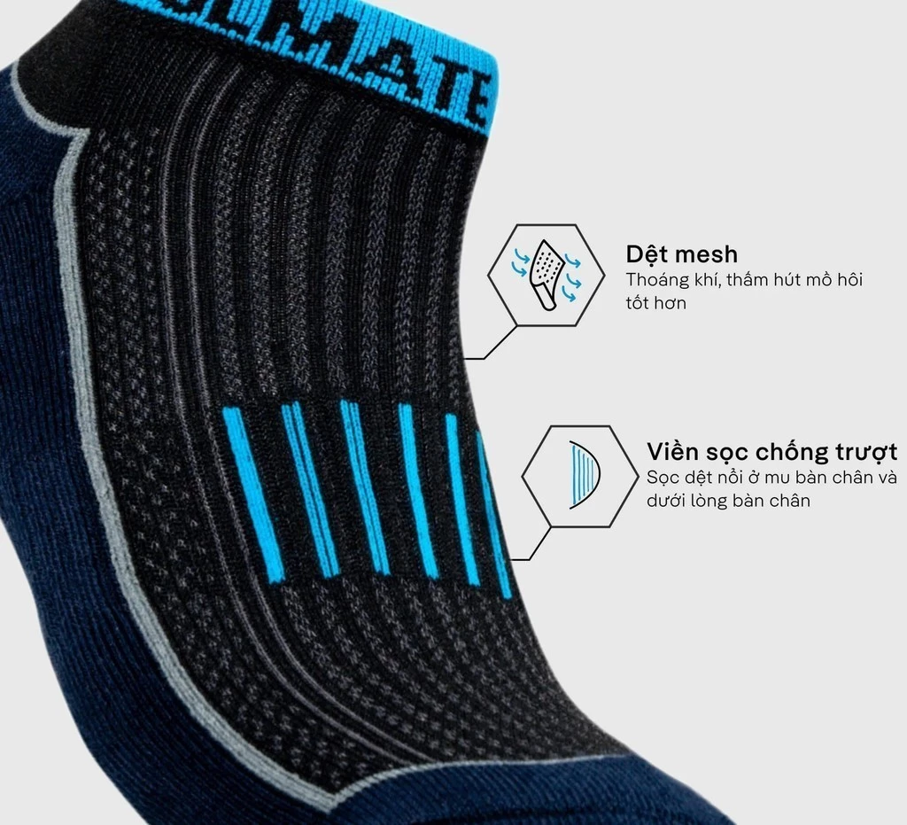 Combo 2 Tất chạy bộ cổ ngắn Running thấm hút mồ hôi tốt Coolmate