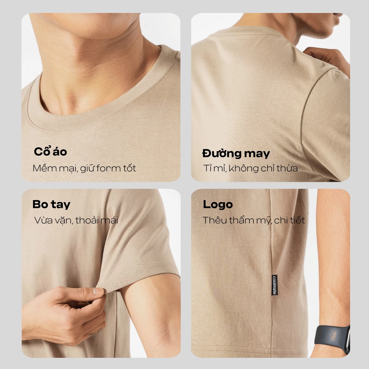 Áo thun nam TShirt Basic Cotton 100% 220gsm dày dặn mềm mại Coolmate