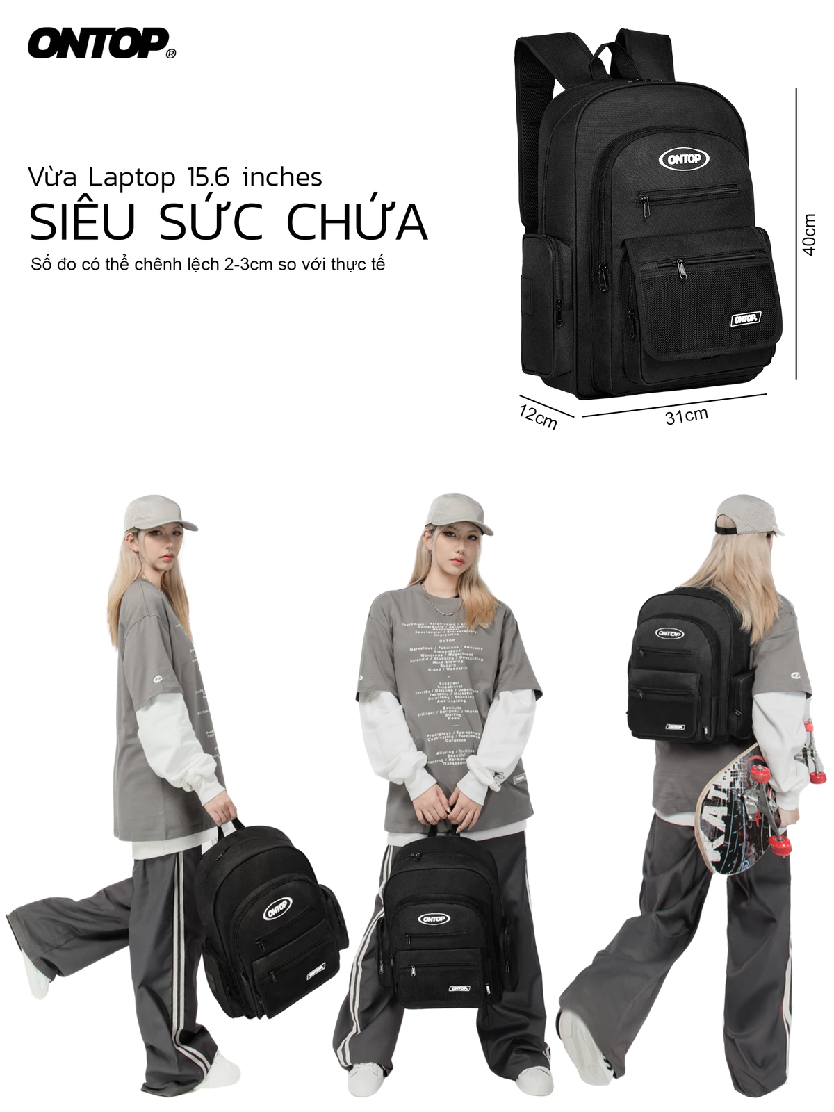 Balo vải bố canvas ONTOP | O-P74-D