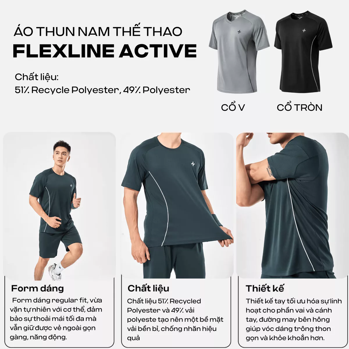 [TẶNG TẤT]Set bộ đồ quần áo thể thao nam pickleball FlexLine Active Thoáng khí thấm hút tốt Coolmate