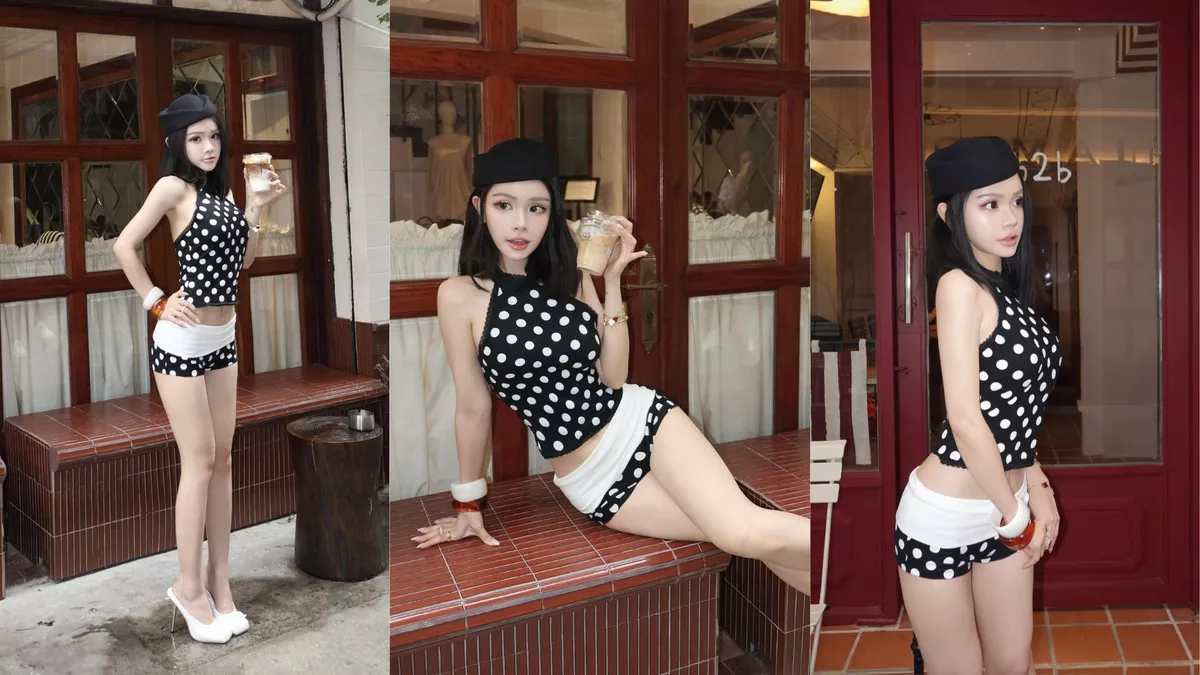 Set áo yếm chấm bi và quần chấm bi cạp trễ gập eo tôn dáng BEWISH - 𝐊𝐈𝐋𝐋 𝐒𝐘𝐒𝐓𝐄𝐌