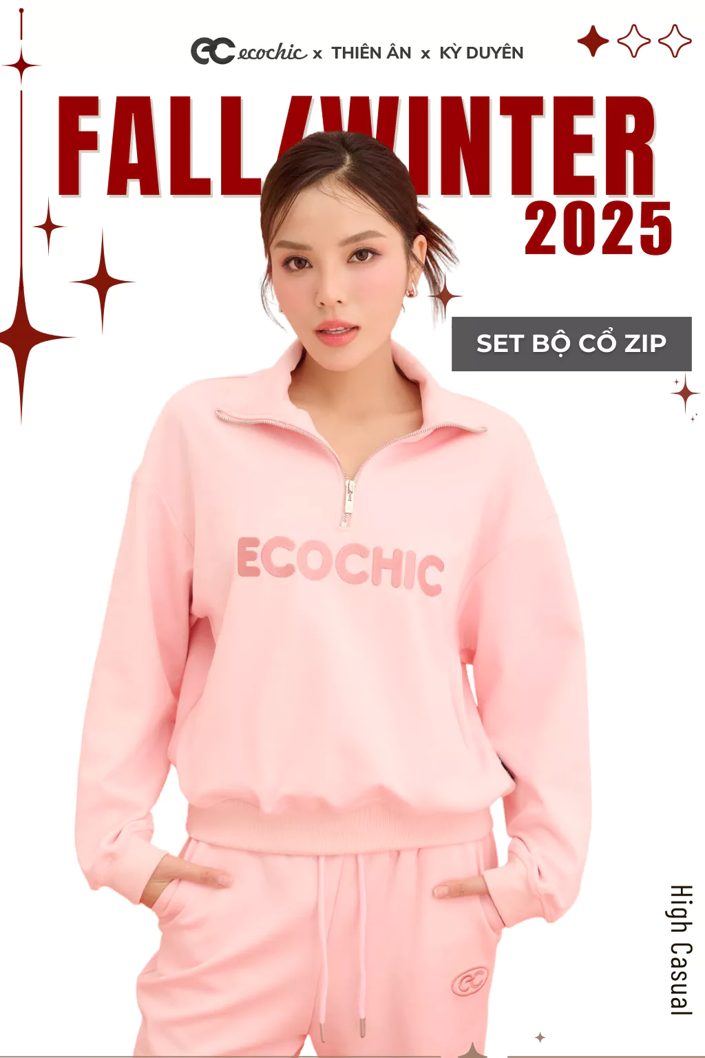 Set Bộ ECOCHIC COSMO SET Áo Cổ Halfzip Logo Thêu Chất Liệu Vải Sợi Xaomi Cao Cấp Chính Hãng B183