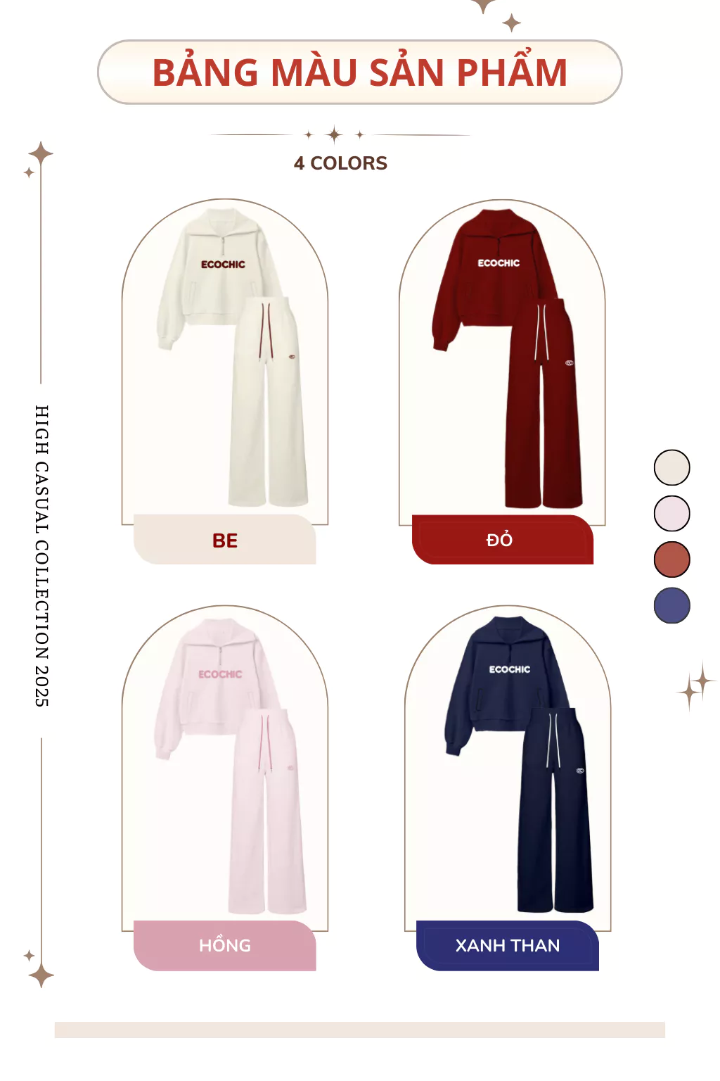 Set Bộ ECOCHIC COSMO SET Áo Cổ Halfzip Logo Thêu Chất Liệu Vải Sợi Xaomi Cao Cấp Chính Hãng B183