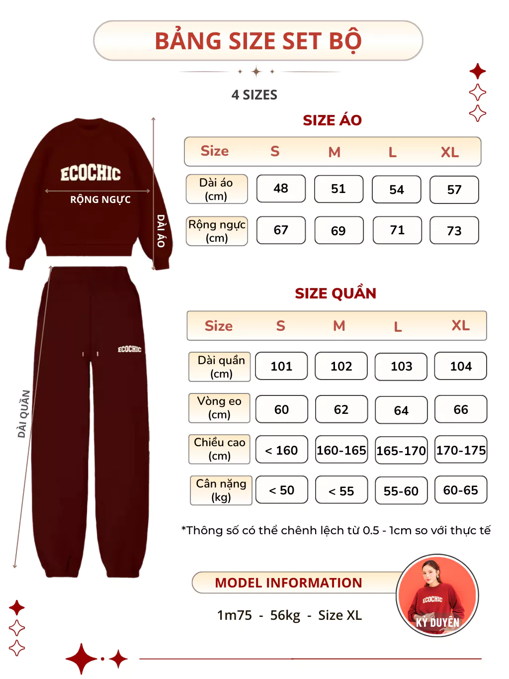 Set Bộ ECOCHIC CRIMSON WINTER Áo Sweater Quần Jogger Bo Gấu Chất Liệu Nỉ Hai Da Cao Cấp B187