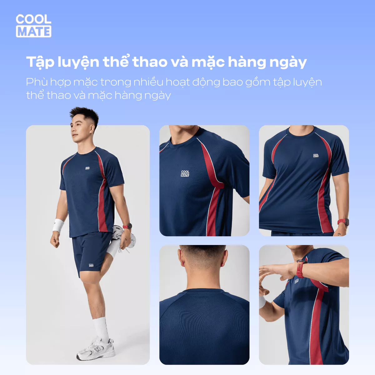 Set đồ thể thao Pickleball Áo thun Teamwear Flexline Active Quần Promax thấm hút tốt Coolmate