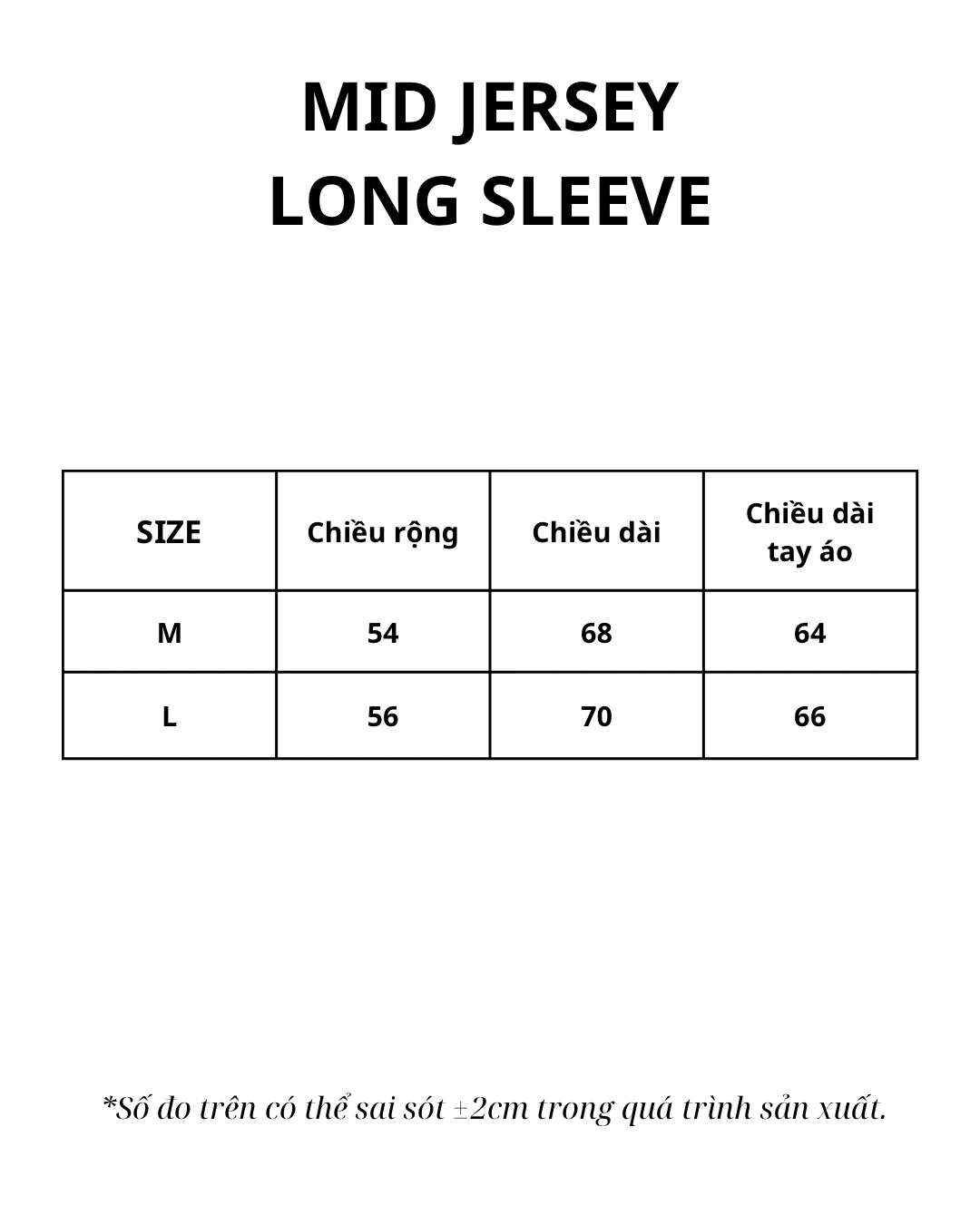 Áo thun Jersey MID unisex TAY DÀI