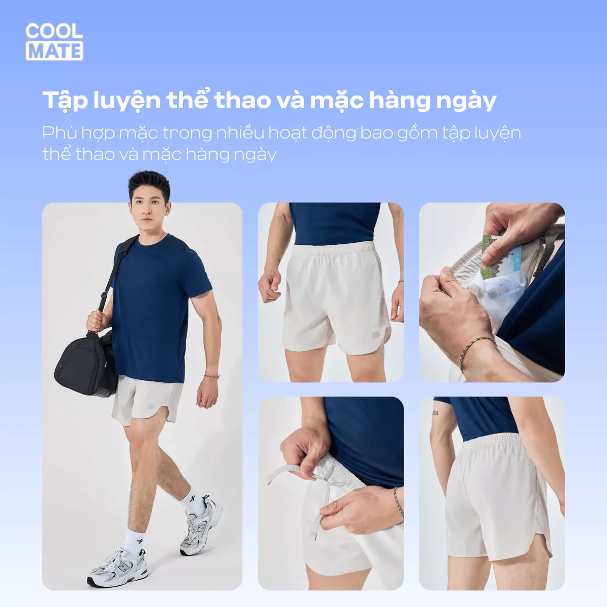 Quần short nam thể thao Maxcool chạy bộ, tập gym, Pickleball thoáng khí, thoải mái Coolmate