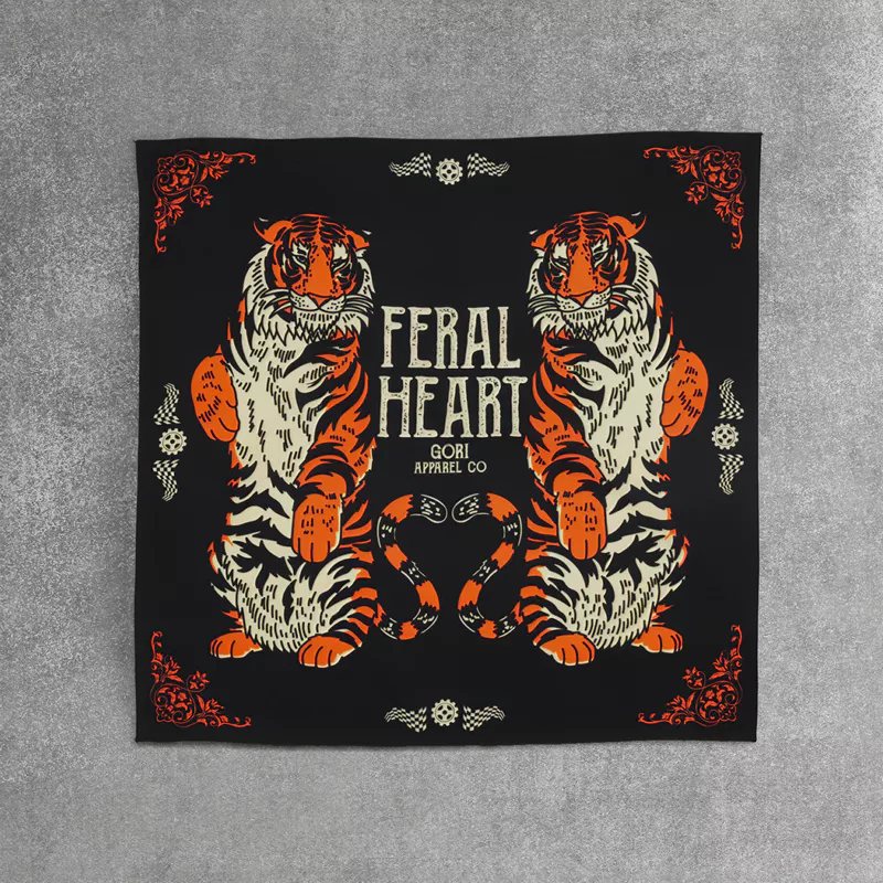Khăn Vuông Bandanas | GORI - FERAL HEART - Đội đầu , che nắng , đi phượt , phụ kiện thời trang - 60x60