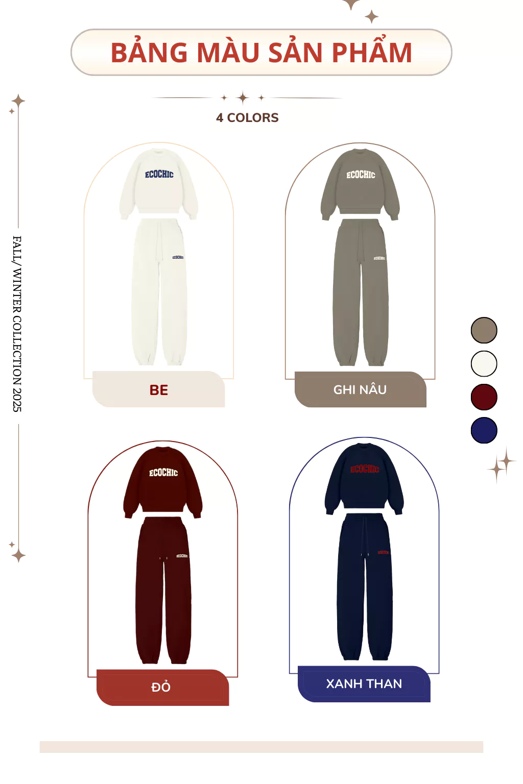 Set Bộ ECOCHIC CRIMSON WINTER Áo Sweater Quần Jogger Bo Gấu Chất Liệu Nỉ Hai Da Cao Cấp B187