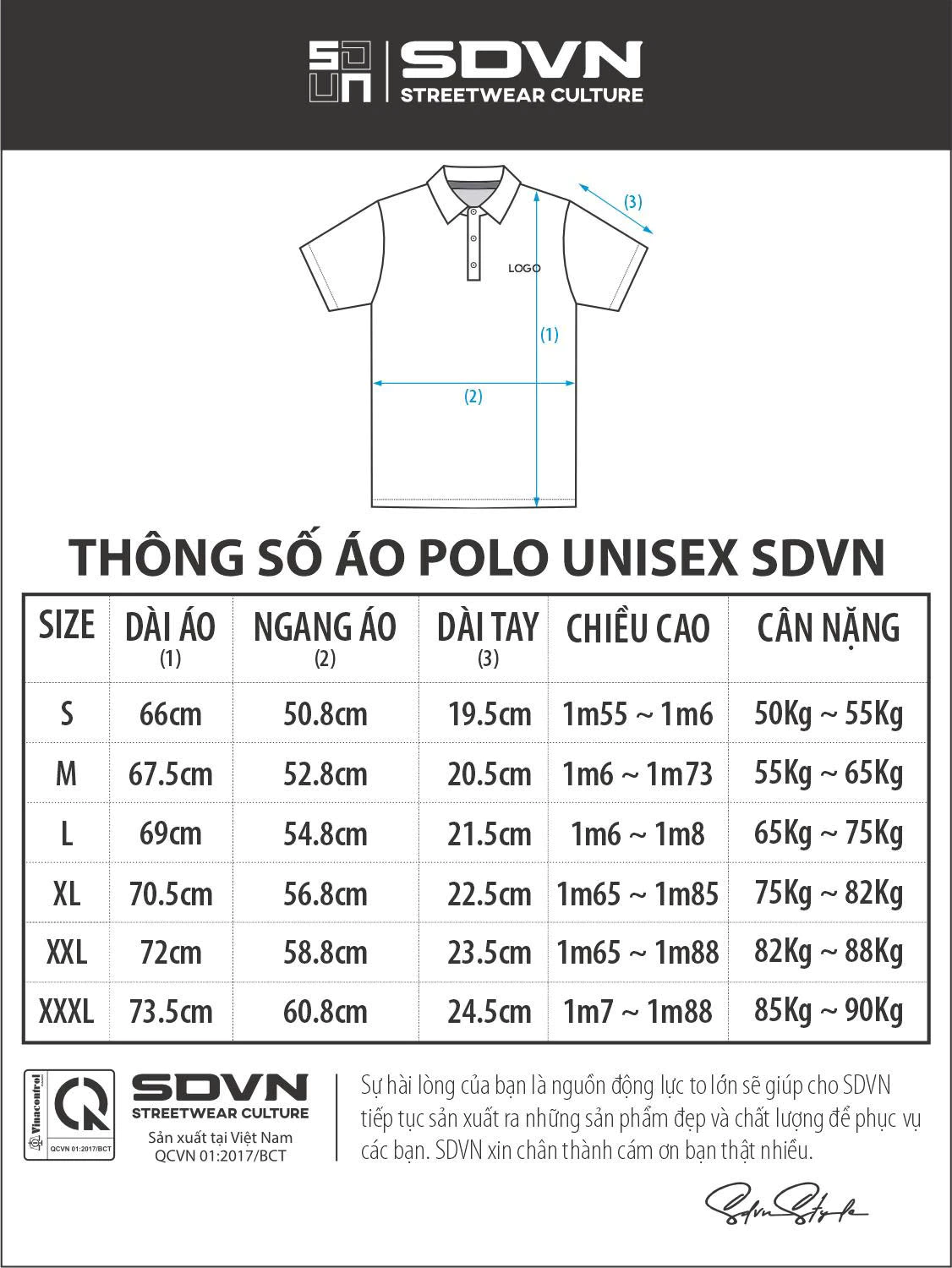 Áo polo trơn Unisex chất liệu vải thun poly cá sấu 4 chiều thoáng mát. Brand Chính Hãng SDVN