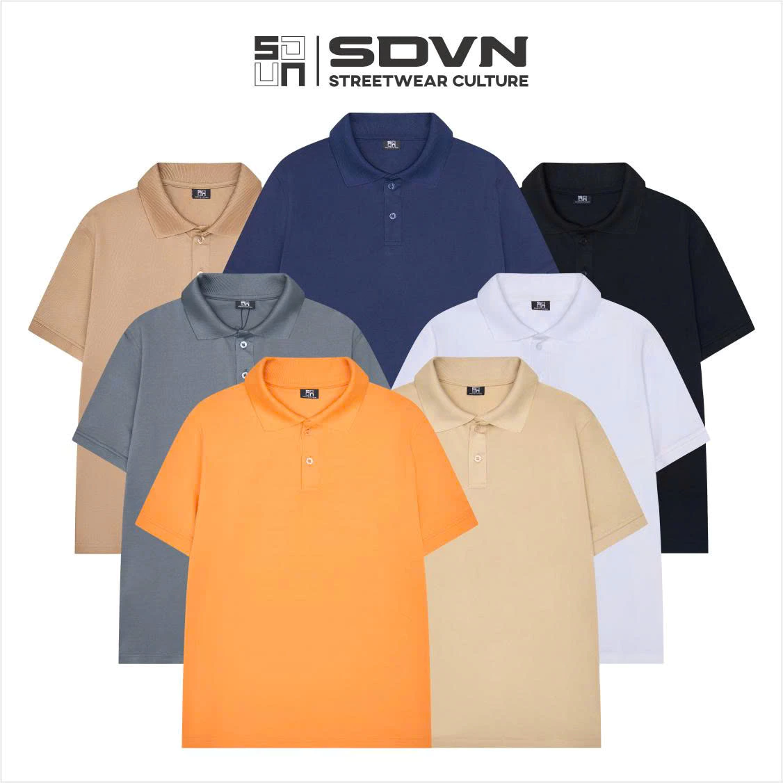Áo polo trơn Unisex chất liệu vải thun poly cá sấu 4 chiều thoáng mát. Brand Chính Hãng SDVN