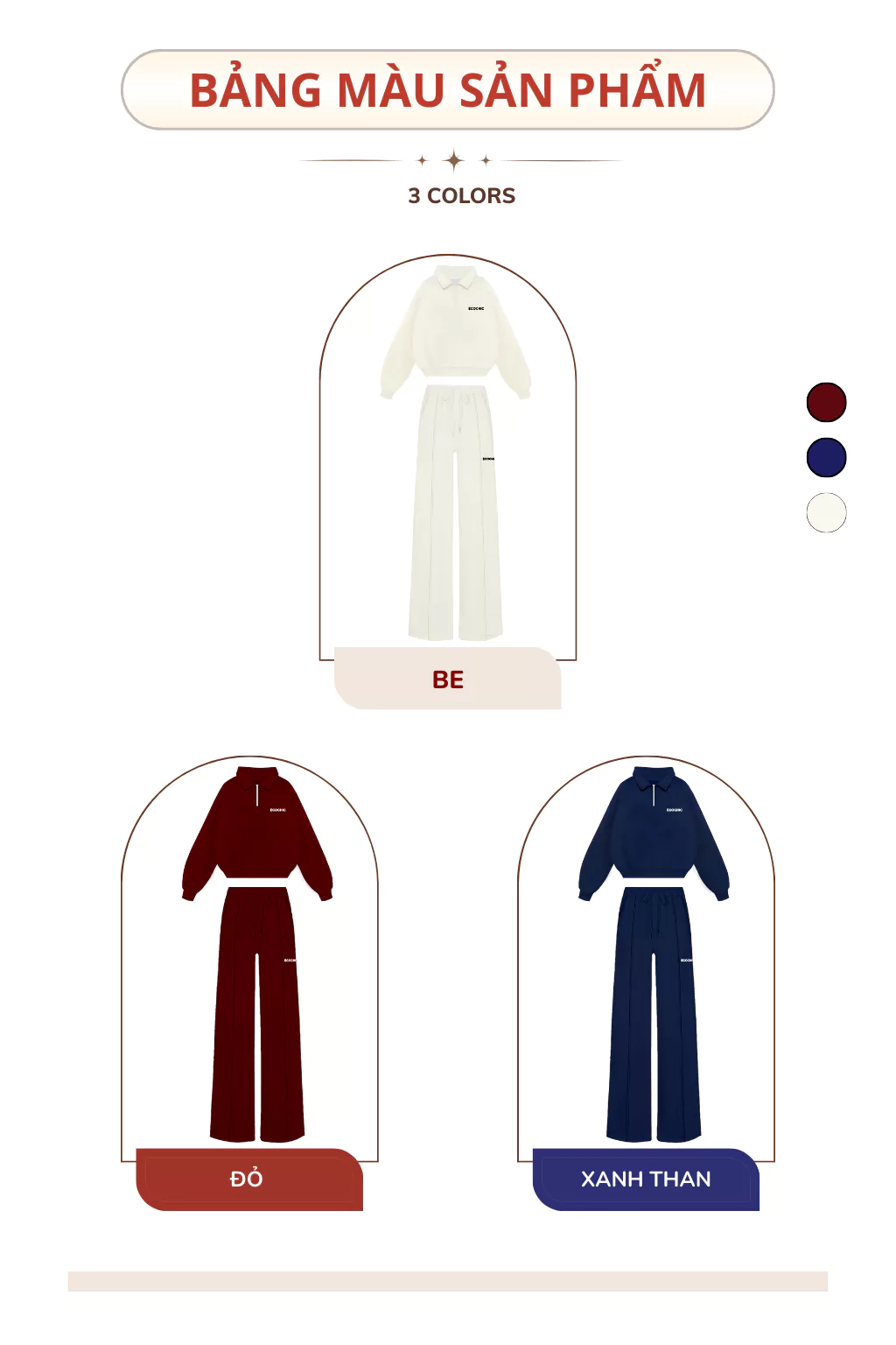 [LINK SALE]Set Bộ Dài ECOCHIC B191 Áo Crop Halfzip Quần Suông Dây Rút Cạp Cao Chất Liệu Vải Sợi Xaomi Cao Cấp Chính Hãng