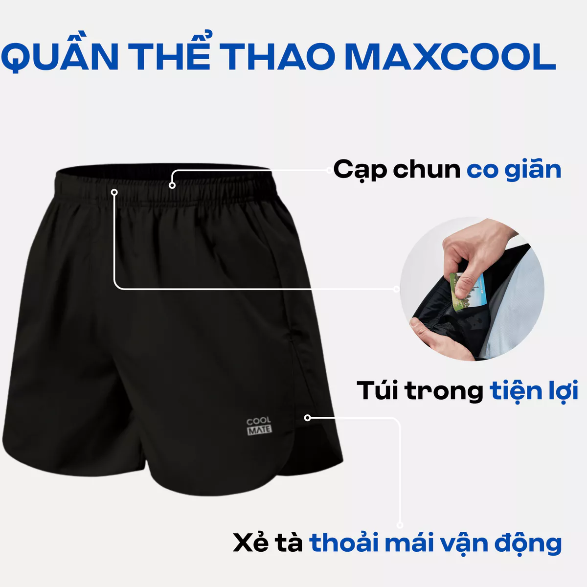 Combo 3 Quần Short thể thao Maxcool co giãn thoải mái Coolmate