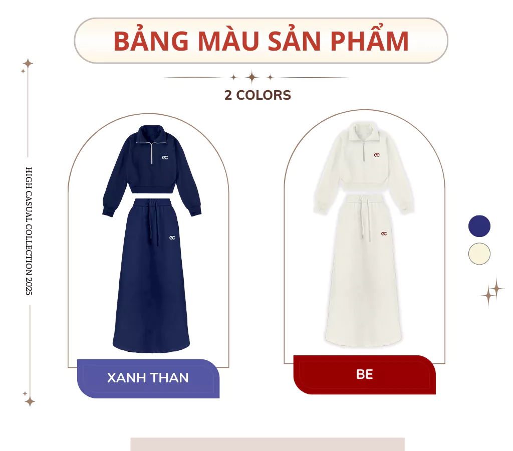Set Bộ Váy Dài ECOCHIC Áo Crop Cổ Cao Halfzip Logo Phối Chân Váy Dài Dây Rút Chất Liệu Cao Cấp Chính Hãng B194