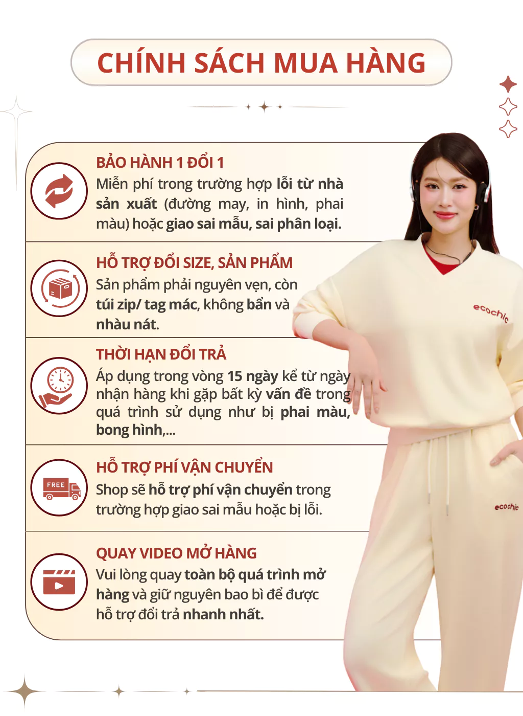 Set Bộ ECOCHIC SILENT LUXE Áo Cổ Tim Basic Quần Suông Cạp Cao Chất Liệu Vải Thun Cosy Sọc Chính Hãng B184