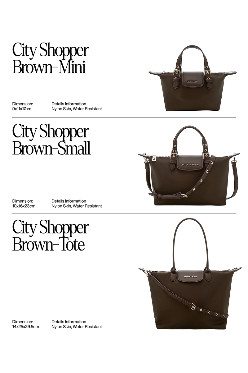 Túi xách Floralpunk City Tote Bag - Brown - Chất liệu Nylon cao cấp không thấm nước - Đeo vai / xách tay