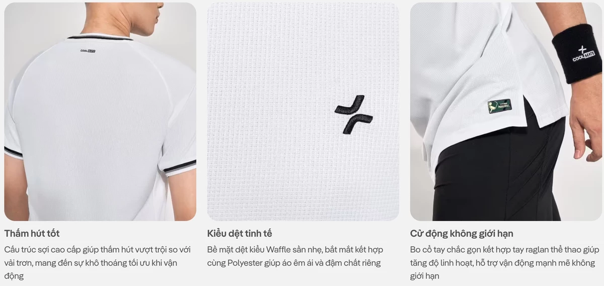 Set đồ bộ thể thao nam Pickleball Áo thun cổ tròn Quần short Essentials thấm hút tốt Coolmate