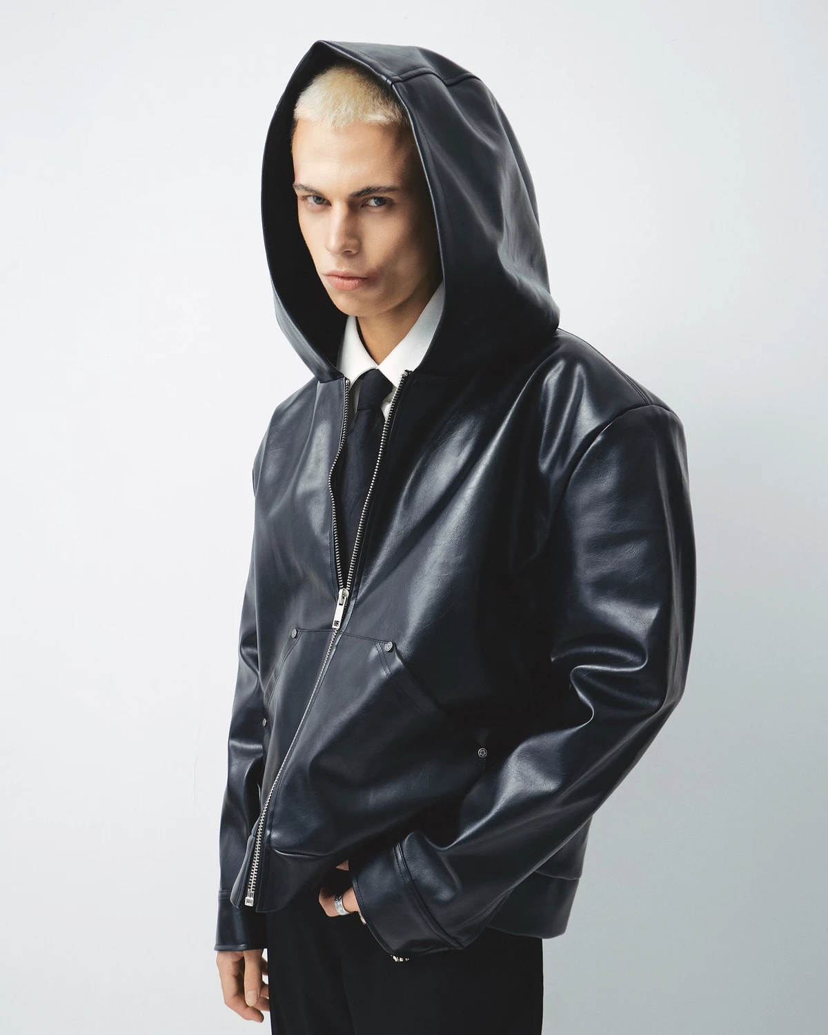 Áo Khoác Da Chất Liệu Faux Leather Có Mũ Chính Hãng 67PERCENT/67% - 2002 LEATHER HOODIE
