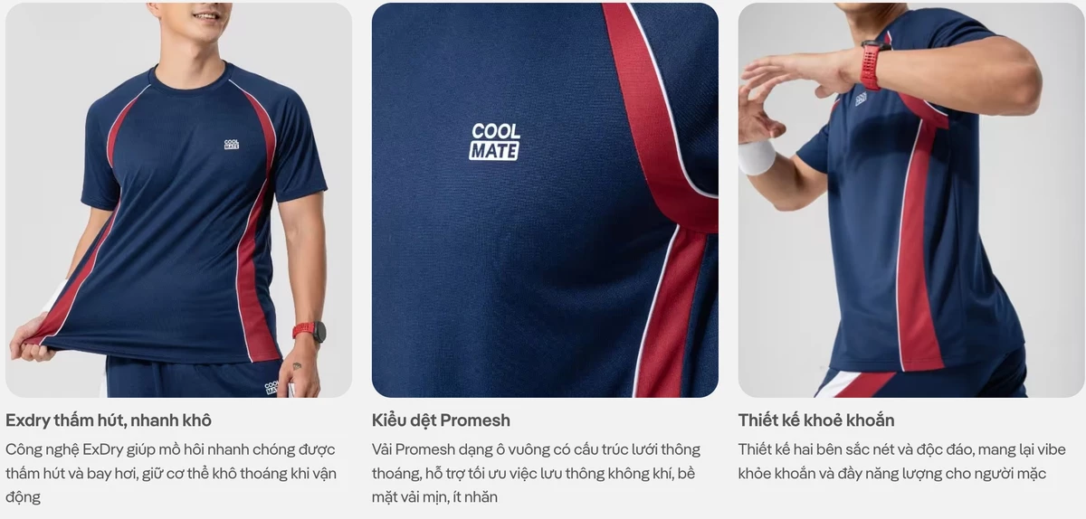 Set thể thao Pickleball Áo thun Teamwear Flexline Active +Quần short 5inch Essentials Coolmate