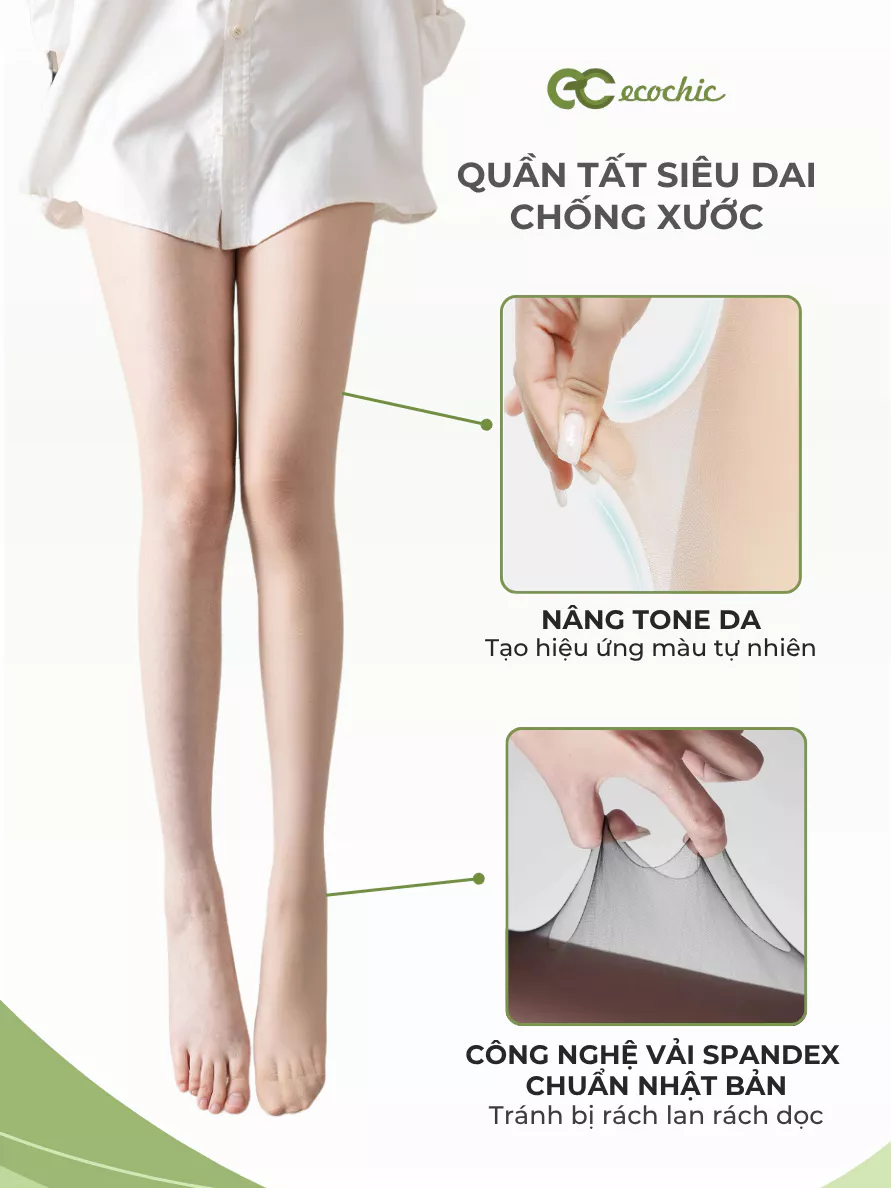 Quần Tất Da Chân ECOCHIC Siêu Mỏng Mịn Che Khuyết Điểm Chống Xước Rách Thon Gọn Chân Ver 2 A686 A685