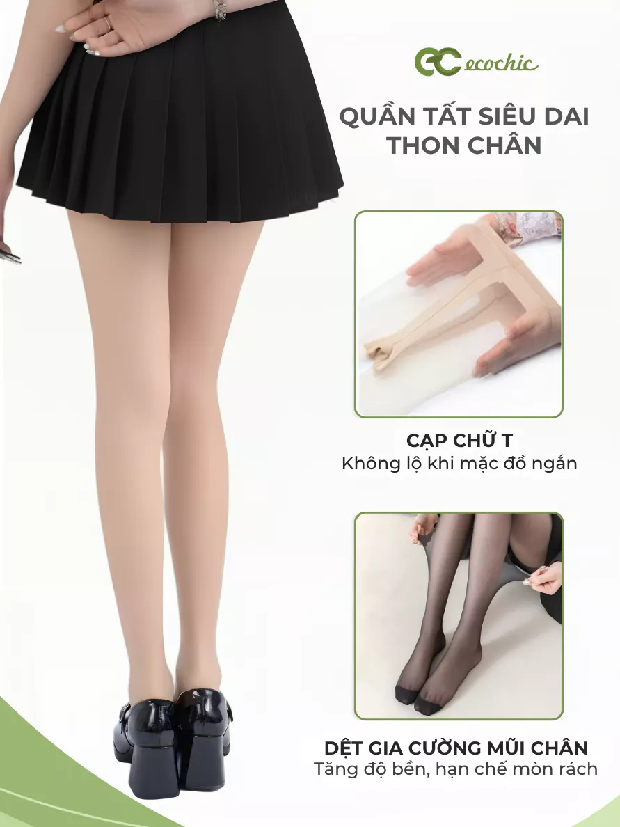 Quần Tất Da Chân ECOCHIC Siêu Mỏng Mịn Che Khuyết Điểm Chống Xước Rách Thon Gọn Chân Ver 2 A686 A685