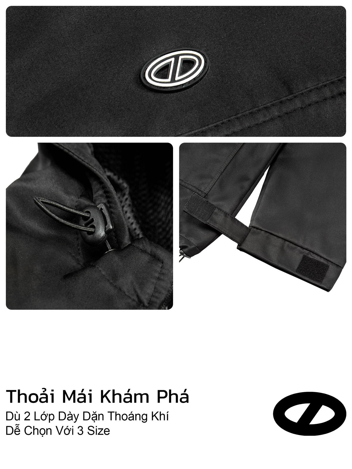 Áo khoác dù có nón nam nữ 2 lớp ONTOP chống nắng có túi trong màu đen, xám Protector Jacket | O-AK4