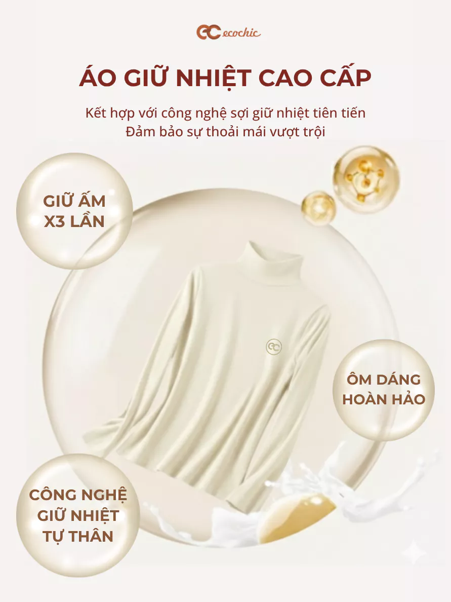 Áo Giữ Nhiệt ECOCHIC VERSION 2 Phủ Tơ Mịn Không Tĩnh Điện Giữ Ấm Tốt  Chất Liệu Cao Cấp Mềm Mịn B195