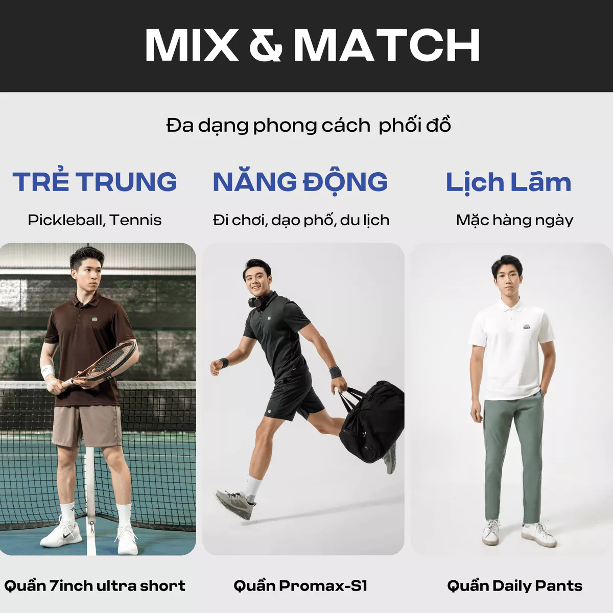 Áo Polo thể thao nam ProMax-S1, Áo thể thao đa năng Gym Chạy bộ Pickleball Tennis thoáng khí Coolmate