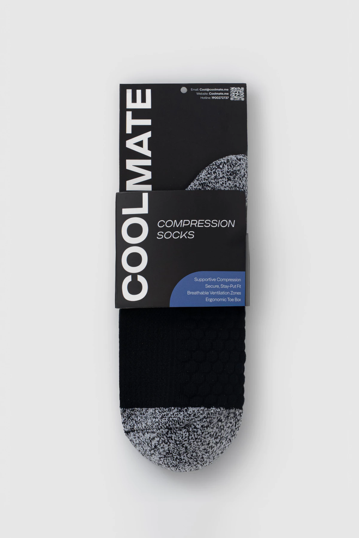 Combo 2 Đôi Tất Vớ thể thao unisex chạy bộ Grip Compression Cushion Socks Coolmate