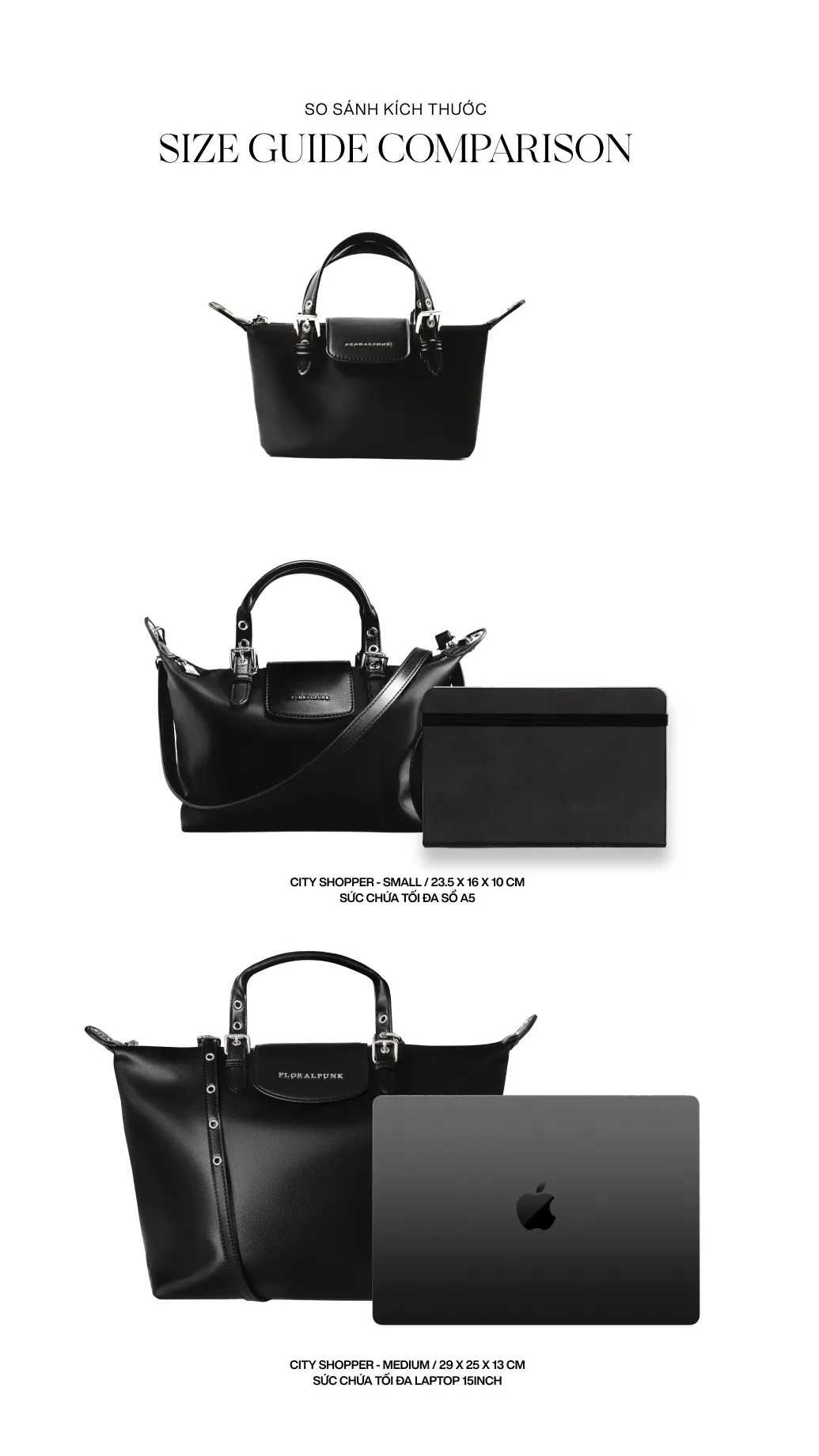 Túi Xách Floralpunk City Shopper Mini - Black - Nylon Cao Cấp, Quai Da PU - Đeo Chéo/Xách Tay Thời Trang