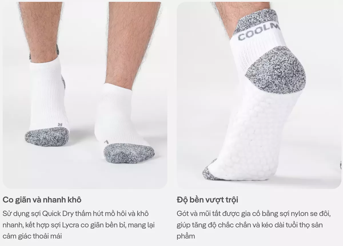 Tất Vớ thể thao unisex chạy bộ Grip Compression Cushion Socks Coolmate