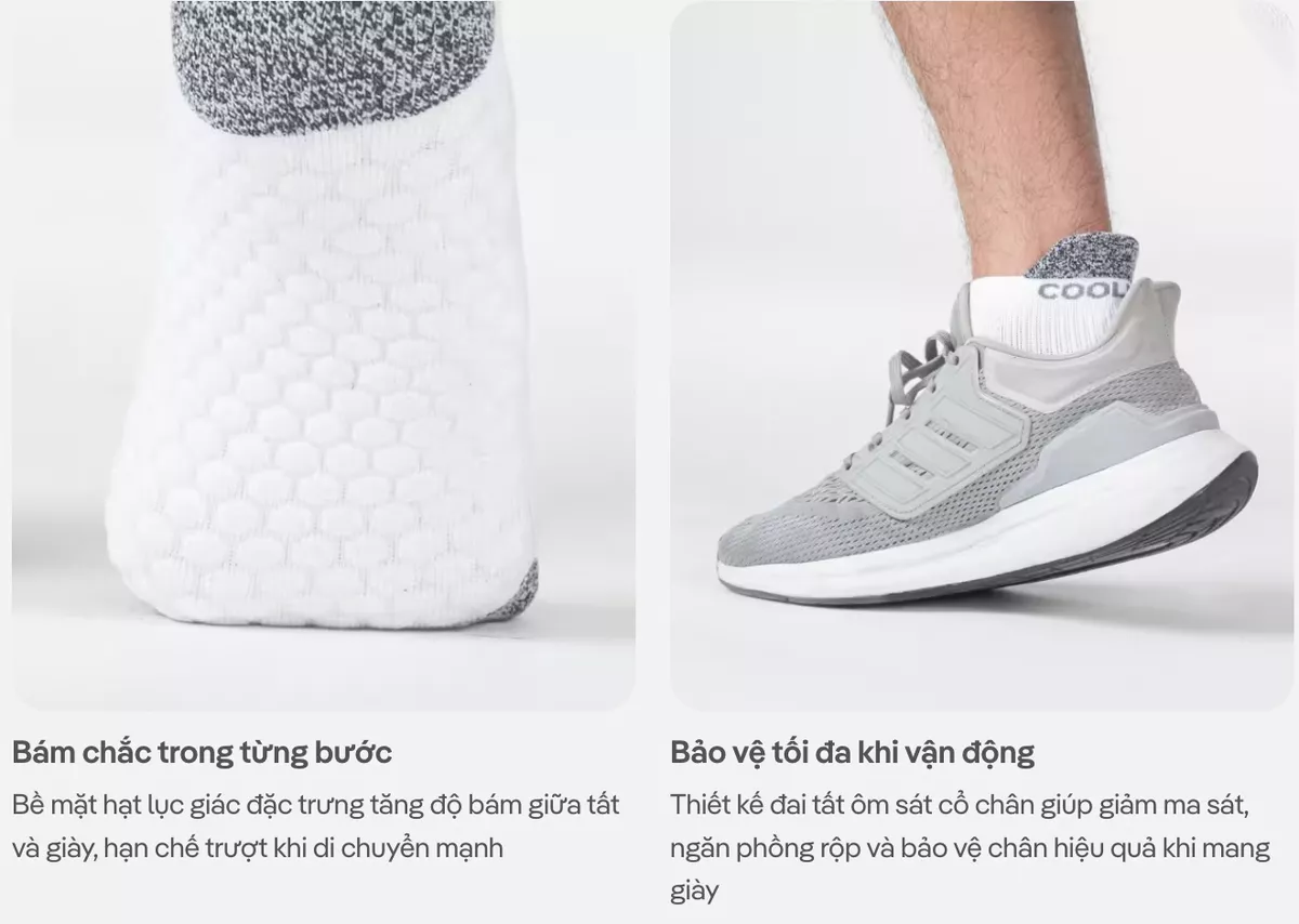 Tất Vớ thể thao unisex chạy bộ Grip Compression Cushion Socks Coolmate